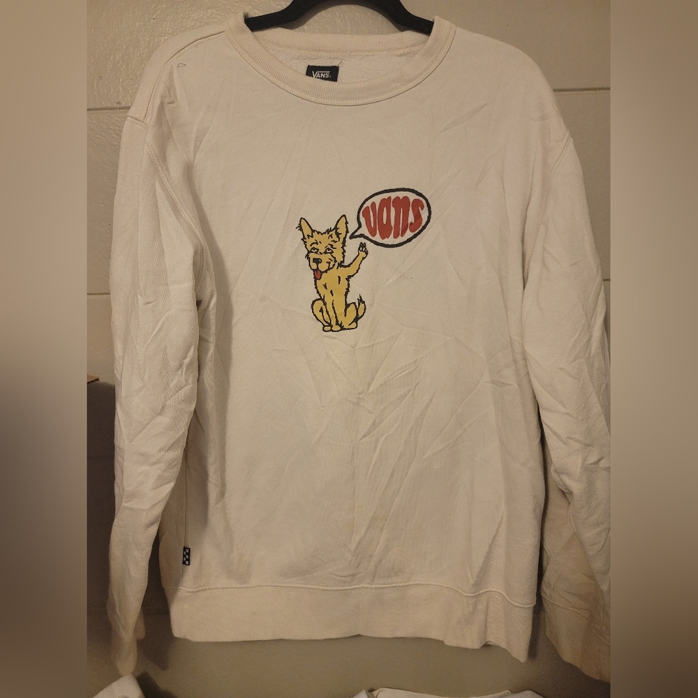 Vans Dirty White Sweatshirt with Cartoon Dog